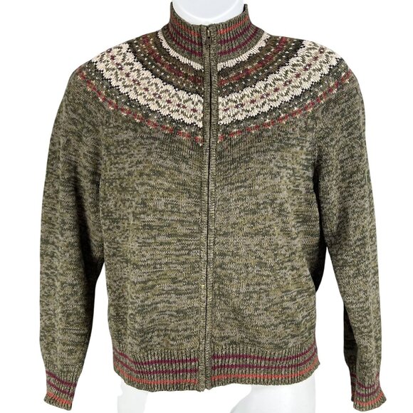 Heirloom Collectibles Womens L Nordic Fair Isle Jacket Full Zip Cardigan Sweater - Picture 3 of 16